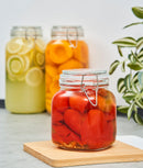 Set 5 borcane etanșe alimente, sticlă, capac cu sârmă