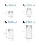 Set 8 borcane etanșe alimente, sticlă, capac cu sârmă