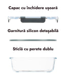 Set 10 caserole etanșe din sticlă pentru mâncare, L + XL