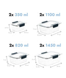 Set 8 caserole etanșe din plastic pentru mâncare