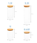 Set 5 recipiente etanșe alimente, sticlă, capac bambus