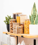 Set 8 recipiente etanșe alimente, sticlă, capac bambus