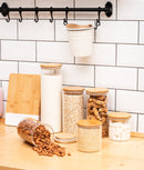 Set 5 recipiente etanșe alimente, sticlă, capac bambus