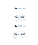 Set 10 caserole etanșe din sticlă pentru mâncare, S + M