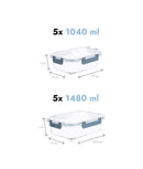 Set 10 caserole etanșe din sticlă pentru mâncare, L + XL