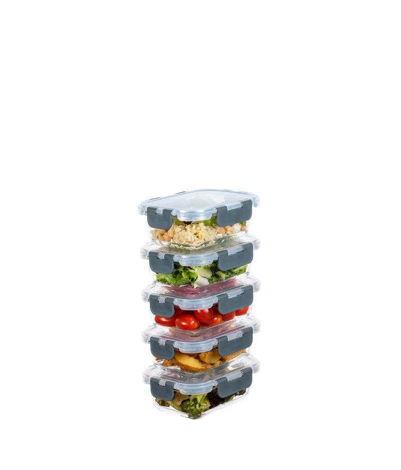 Set 5 caserole etanșe din sticlă pentru mâncare, dimensiuni individuale