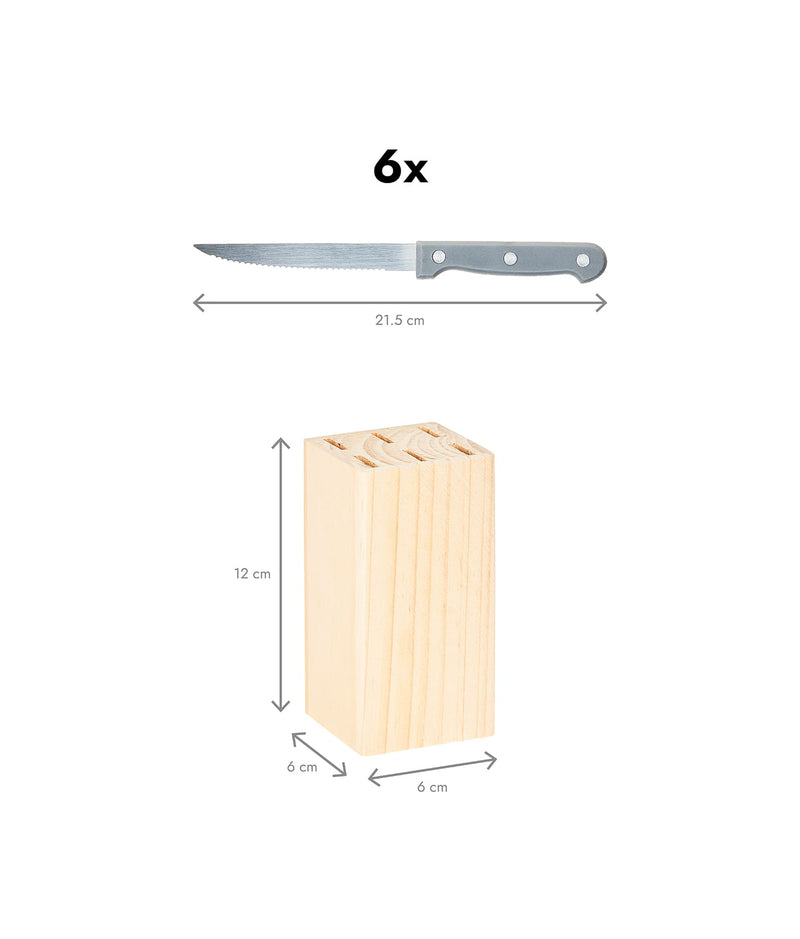 Set 6 cuțite universale cu suport lemn