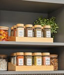 Set 2 suporturi compartimentate sticluțe condimente, bambus