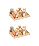 Set 2 suporturi compartimentate sticluțe condimente, bambus