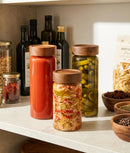 Set 8 borcane etanșe alimente, sticlă, capac acacia