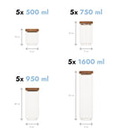 Set 20 recipiente etanșe alimente, sticlă, capac acacia