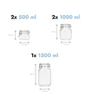 Set 5 borcane etanșe alimente, sticlă, capac cu sârmă