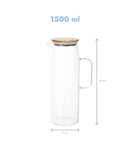 Set 2 carafe apă din sticlă, capac bambus cu interior de inox, 1.5l