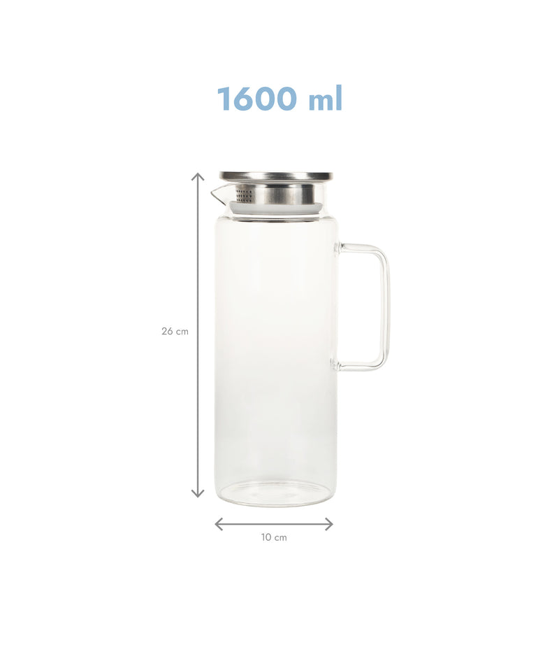 Carafă apă din sticlă, filtru inox