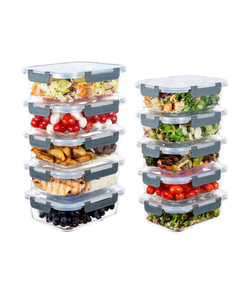 Set 10 caserole etanșe din sticlă pentru mâncare, L + XL
