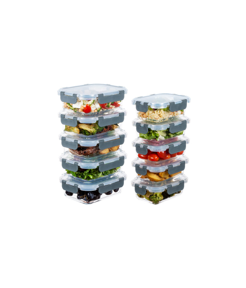 Set 10 caserole etanșe din sticlă pentru mâncare, S + M
