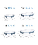 Set 4 caserole etanșe din sticlă pentru mâncare