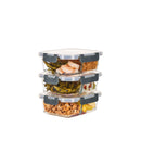 Set 3 caserole compartimentate din sticlă pentru mâncare