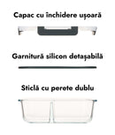 Set 3 caserole compartimentate din sticlă pentru mâncare