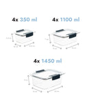 Set 12 caserole etanșe din plastic pentru mâncare, dimensiuni individuale