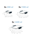 Set 6 caserole etanșe din plastic pentru mâncare, dimensiuni individuale