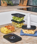 Set 4 caserole pentru vidat, sticlă borosilicată, perete dublu, pompă inclusă, 800 ml & 1380 ml