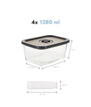 Set 4 caserole pentru vidat, sticlă borosilicată, perete dublu, pompă inclusă, 1380 ml