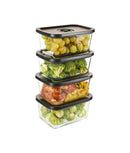 Set 4 caserole pentru vidat, sticlă borosilicată, perete dublu, pompă inclusă, 1380 ml