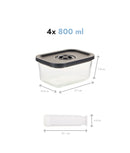 Set 4 caserole pentru vidat, sticlă borosilicată, perete dublu, pompă inclusă, 800 ml