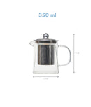 Ceainic compact, minimalist, sticlă, filtru inox detașabil, 350 ml