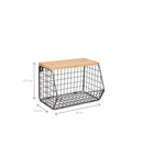 Set 2 coșuri depozitare fructe, legume, metal, capac bambus