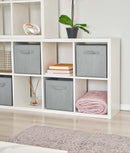 Set 6 cutii depozitare pliabile, mâner, structură consolidată, gri