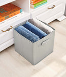 Set 6 cutii depozitare pliabile, mâner, structură consolidată, gri