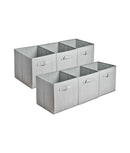 Set 6 cutii depozitare pliabile, mâner, structură consolidată, gri