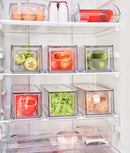 Set 8 cutii frigider etajabile cu sertar, medii