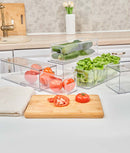 Set 2 cutii frigider etajabile cu sertar, medii