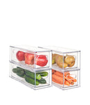 Set 4 cutii frigider etajabile cu sertar, medii