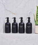 Set 2 dozatoare produse de îngrijire personală, sticlă, negru