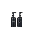 Set 2 dozatoare produse de îngrijire personală, sticlă, negru
