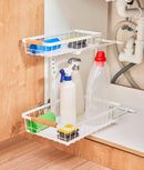 Set 2 organizatoare sub chiuvetă, 2 sertare glisante, înălțime ajustabilă, alb