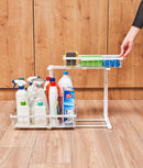 Set 2 organizatoare sub chiuvetă, 2 sertare glisante, înălțime ajustabilă, alb