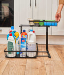 Organizator sub chiuvetă, 2 sertare glisante, înălțime ajustabilă, negru