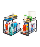 Set 2 organizatoare sub chiuvetă, 2 sertare glisante, înălțime ajustabilă, negru