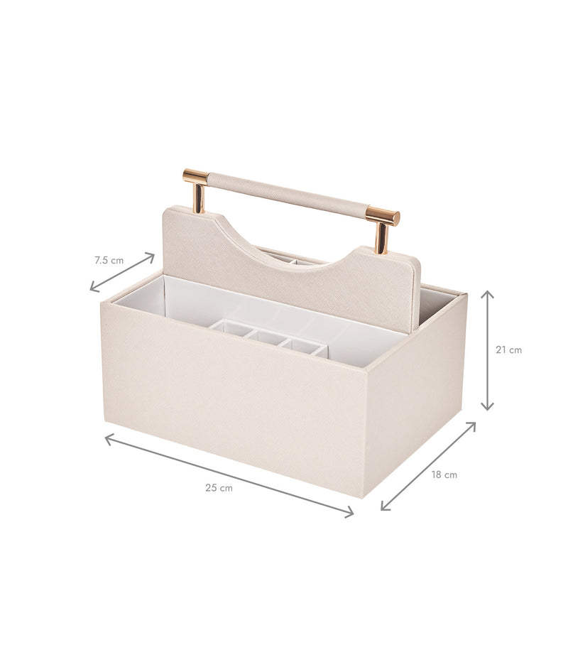 Organizator cosmetice cu mâner, exterior piele, taupe, Stackers