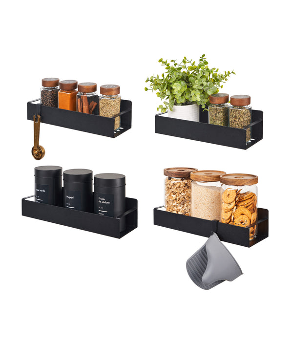 Set 4 rafturi depozitare magnetice, metal, negre