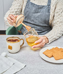 Recipient etanș miere, sticlă, capac și lingură acacia