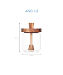 Recipient etanș miere, sticlă, capac și lingură acacia