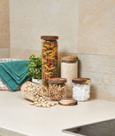 Set 20 recipiente etanșe alimente, sticlă, capac acacia