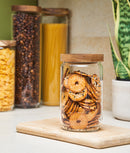 Set 5 recipiente etanșe alimente, sticlă, capac acacia