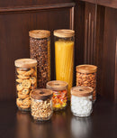 Set 13 recipiente etanșe alimente, sticlă, capac acacia